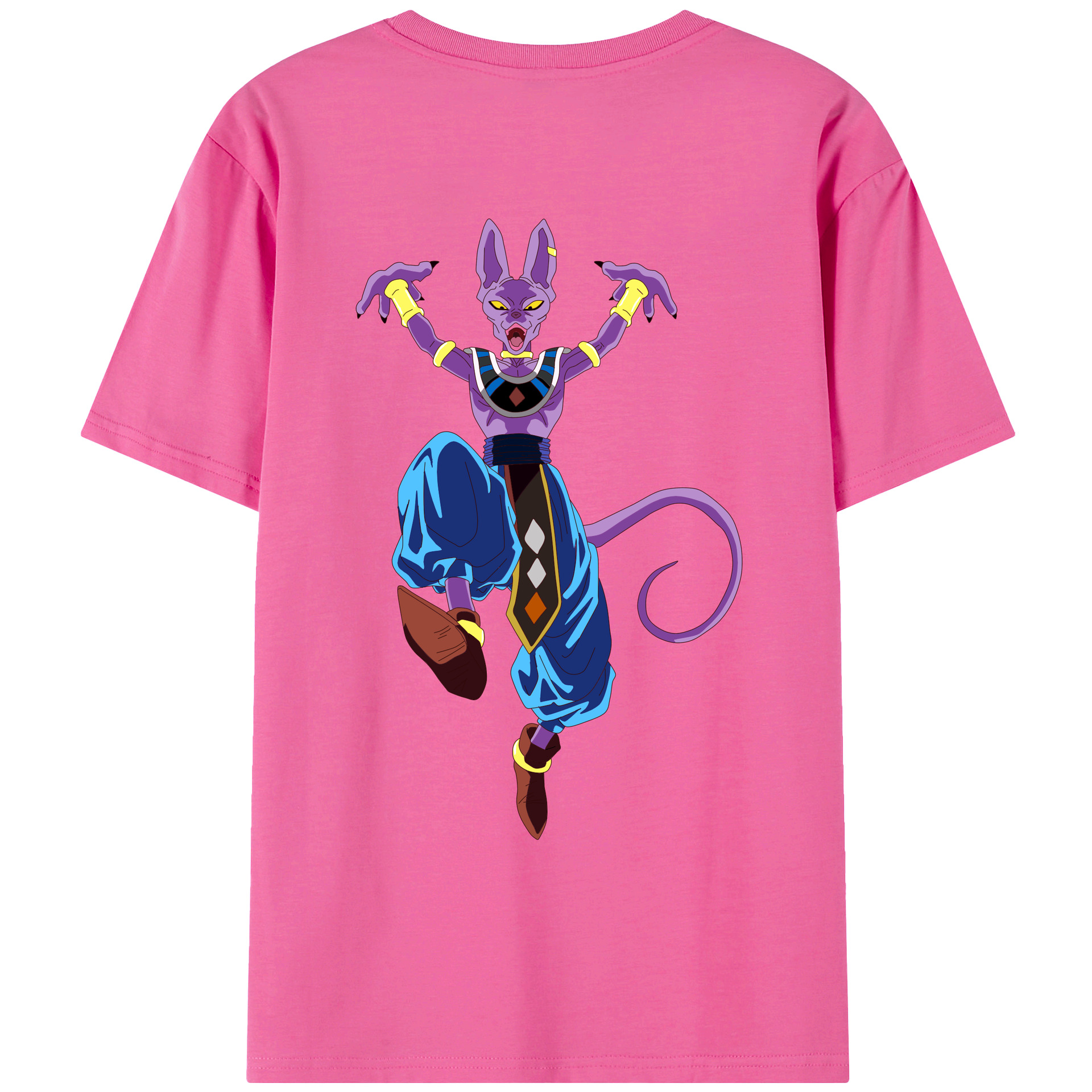 （画像用） ドラゴンボール ビルス 破壊神ビルス DRAGON BALL Beerus Birusu レディース半袖Tシャツ(バックプリント)